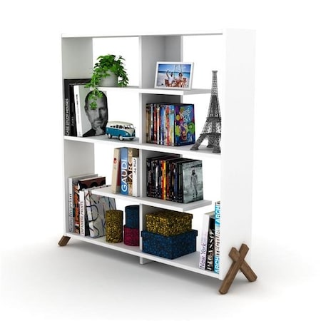 Homedora Homedora HD-ON20RF-170201 Kipp Bookcase; Walnut & White HD-ON20RF-170201